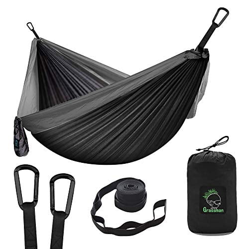Grassman Camping Hammock Double & Single Portable Hammock with Tree Straps Beach Lightweight Nylon Parachute Hammocks Camping Accessories Gear for Indoor Outdoor Backpacking Hiking Travel 